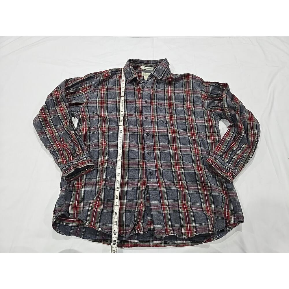 L.L. Bean Mens Large Flannel Shirt 100% Cotton Blue/ Red